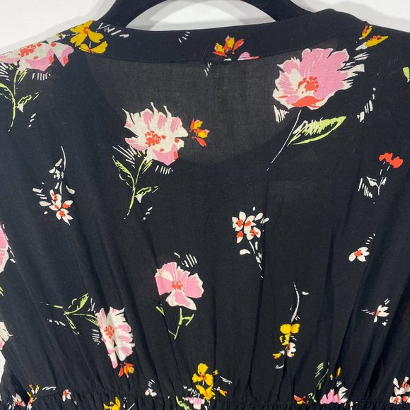 Free People Black Floral Button Down Sleeveless Dress, Size M - Picture 8 of 8